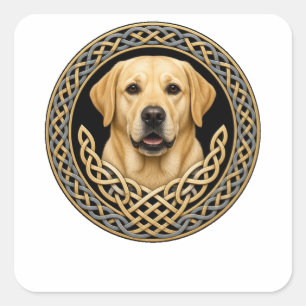 Sticker Carré Labrador Retriever à nœuds celtiques