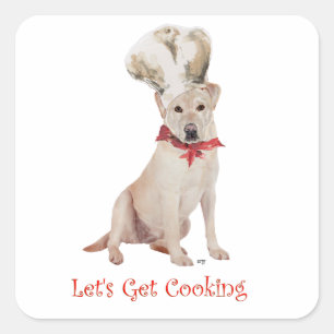 Sticker Carré Labrador Retriever Jaune Cuisine