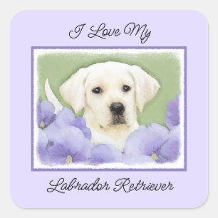 Sticker Carré Labrador Retriever Puppy Painting Original Chien A