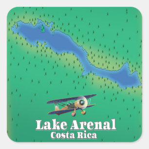 Sticker Carré Lac Arenal, carte du lac Costa Rica
