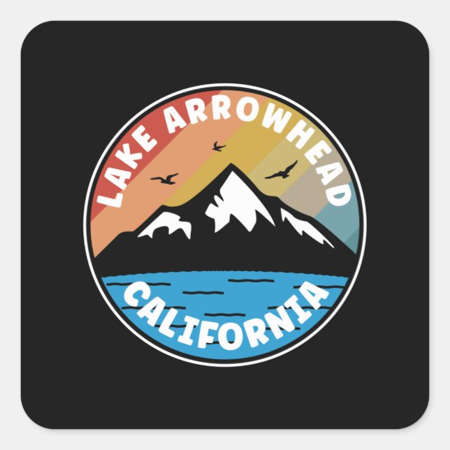 Sticker Carré Lac Arrowhead - Californie Vintage (Devant)