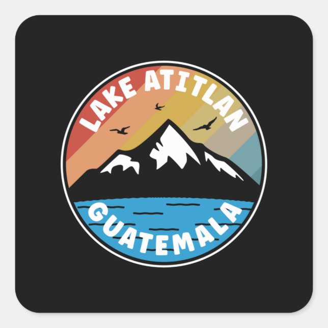 Sticker Carré Lac Atitlan - Guatemala Vintage (Devant)