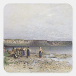 Sticker Carré Lac Balaton avec la rive d'Akarattya, 1885