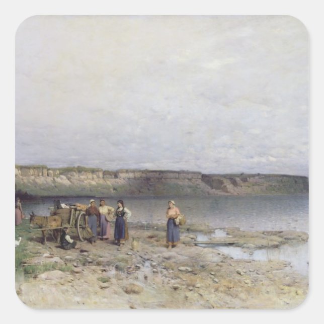 Sticker Carré Lac Balaton avec la rive d'Akarattya, 1885 (Devant)