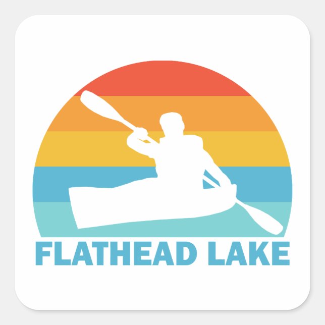 Sticker Carré Lac Flathead Montana Kayak (Devant)