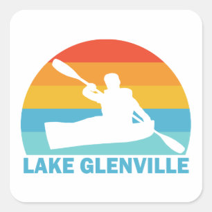 Sticker Carré Lac Glenville Caroline du Nord Kayak