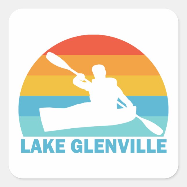 Sticker Carré Lac Glenville Caroline du Nord Kayak (Devant)