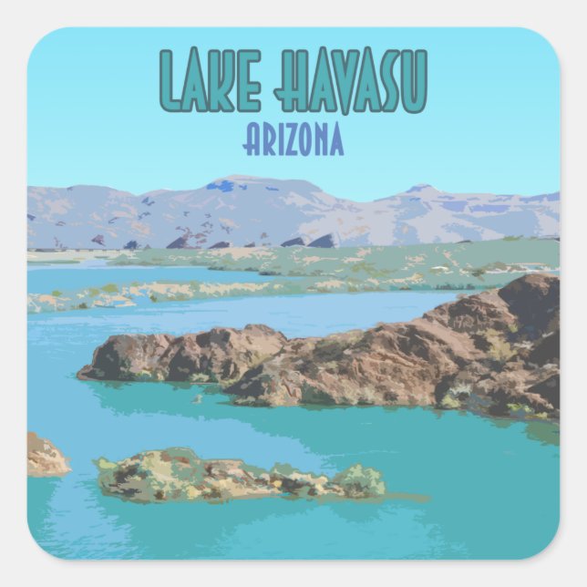 Sticker Carré Lac Havasu Arizona Vintage (Devant)