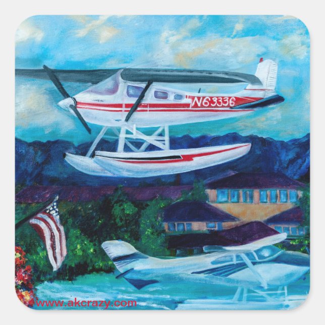 Sticker Carré Lac Hood, Anchorage, Alaska (Devant)