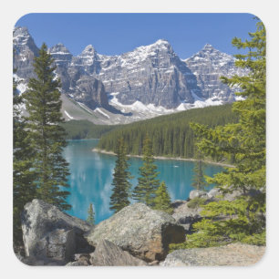 Sticker Carré Lac Moraine, Rocheuses canadiennes, Alberta, Canad