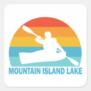 Sticker Carré Lac Mountain Island Caroline du Nord Kayak