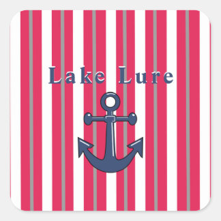 Sticker Carré Lac ou plage personnalisé Blanc rouge