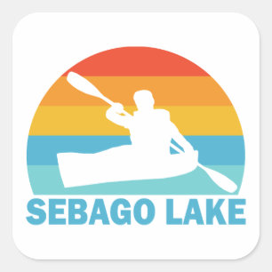 Sticker Carré Lac Sebago, Maine, kayak