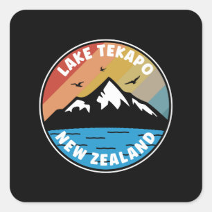Sticker Carré Lac Tekapo - Nouvelle-Zélande Vintage