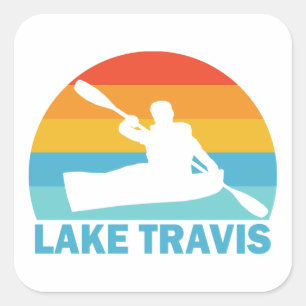 Sticker Carré Lac Travis Austin Texas Kayak