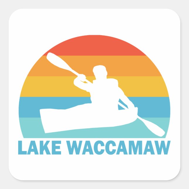 Sticker Carré Lac Waccamaw Caroline du Nord Kayak (Devant)