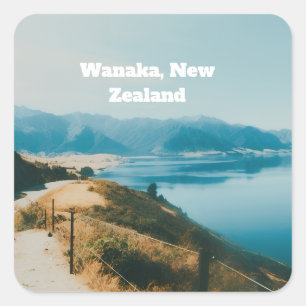 Sticker Carré Lac Wanaka, Île du Sud, Nouvelle-Zélande
