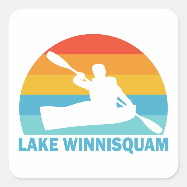 Sticker Carré Lac Winnisquam New Hampshire Kayak (Devant)