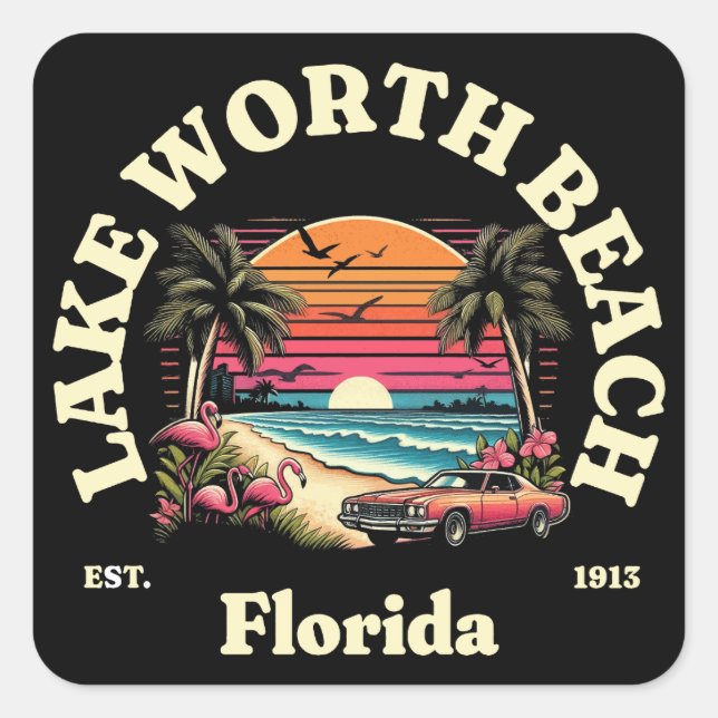 Sticker Carré Lac Worth Beach, Floride (Devant)
