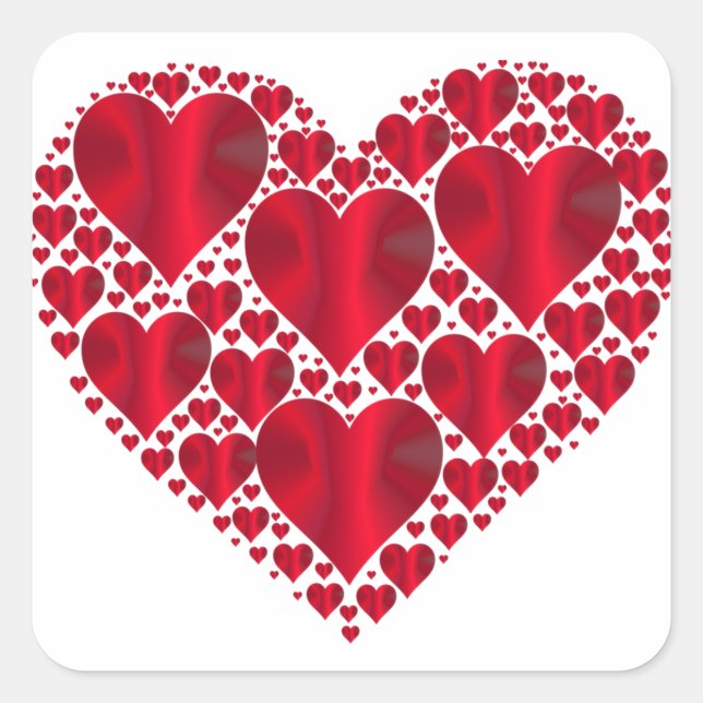 Sticker Carré Lace Design Red Hearts (Devant)
