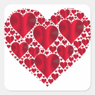 Sticker Carré Lace Design Red Hearts