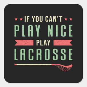 Sticker Carré Lacrosse Joueur Lax Sport Stick Team Funny Cadeau