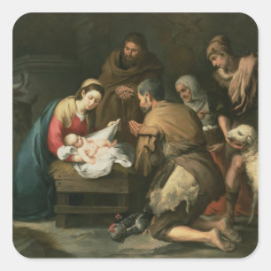 Sticker Carré L'adoration des bergers, c.1650