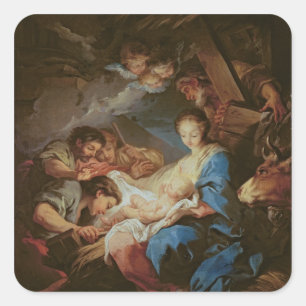 Sticker Carré L'Adoration des Bergers (huile sur toile) 2