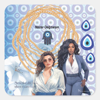 Sticker Carré Lady Boss oeil turc mal