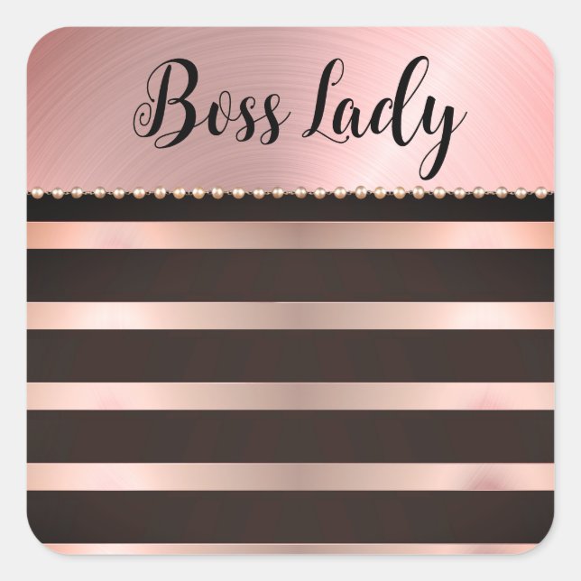 Sticker Carré Lady Boss Rose Épais (Devant)