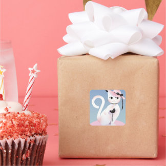 Sticker Carré Lady cat