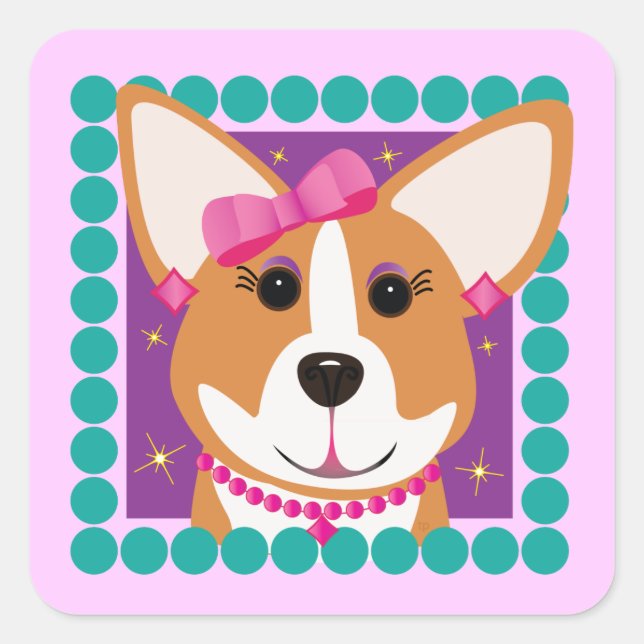 Sticker Carré Lady Corgi (Devant)