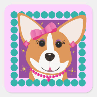 Sticker Carré Lady Corgi