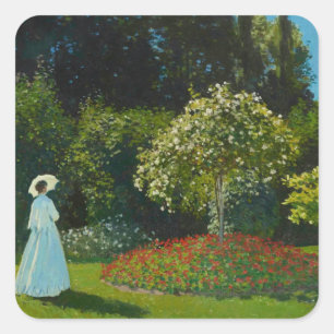 Sticker Carré Lady in the garden (1867) Claude Monet fine art