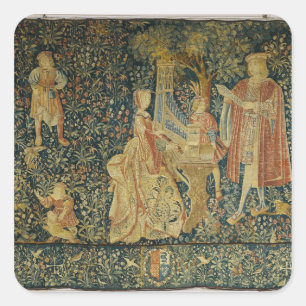 Sticker Carré Lady jouant de l'organe portatif de