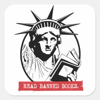 Sticker Carré Lady Liberty Lire Livres Interdits