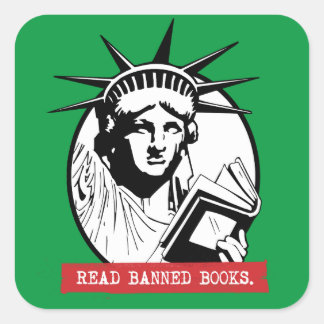 Sticker Carré Lady Liberty Lire Livres Interdits