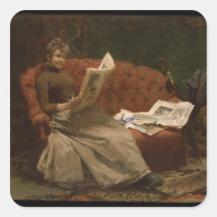 Sticker Carré Lady Reading