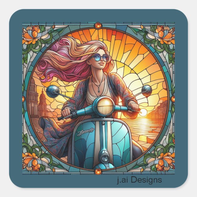 Sticker Carré Lady Vespa (Devant)