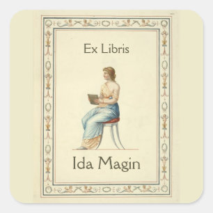 Sticker Carré Lady Vintage modifiable sur une plaque d'outil