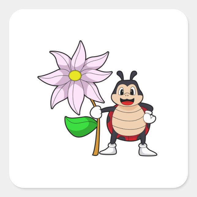 Sticker Carré Ladybug avec Flower.PNG (Devant)