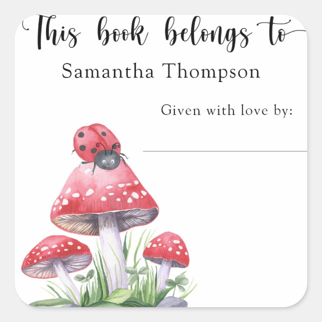 Sticker Carré Ladybug - ce livre appartient à (Devant)