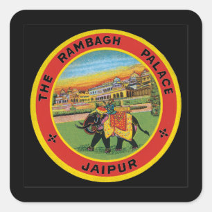 Sticker Carré L'affiche de voyage de Jaipur_Vintage de palais de