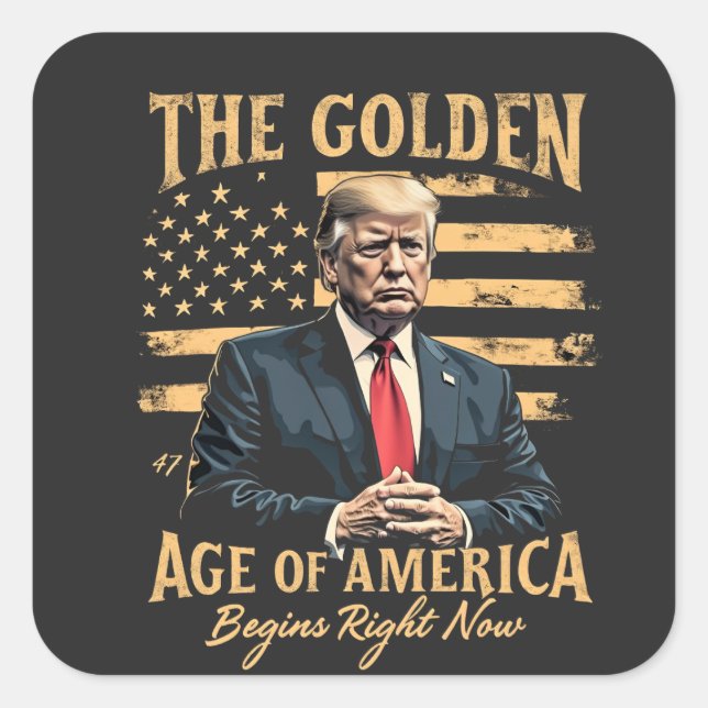Sticker Carré L'âge d'or de l'Amérique commence maintenant (Devant)