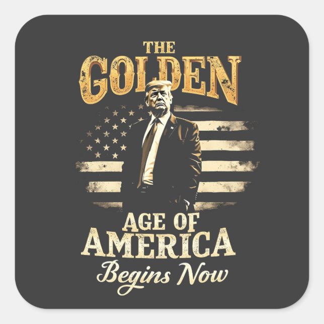 Sticker Carré L'âge d'or de l'Amérique commence maintenant Trump (Devant)