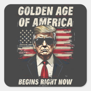 Sticker Carré L'âge d'or de l'Amérique commence maintenant Trump