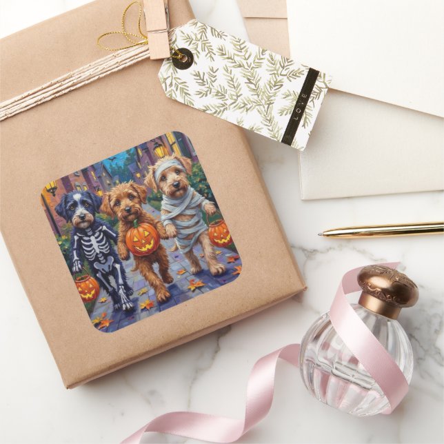 Sticker Carré Lagotto Romagnolo Trick-or-Treating Halloween (Cadeaux)