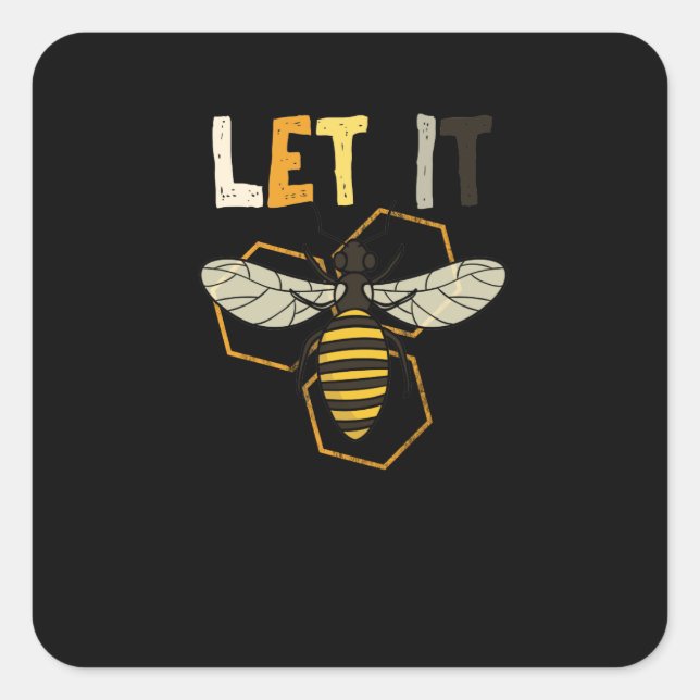 Sticker Carré Laisser Honey Bee Honeycomb Citations de vie migno (Devant)
