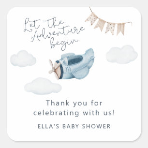 Sticker Carré Laisser L'Aventure Commencer Baby shower