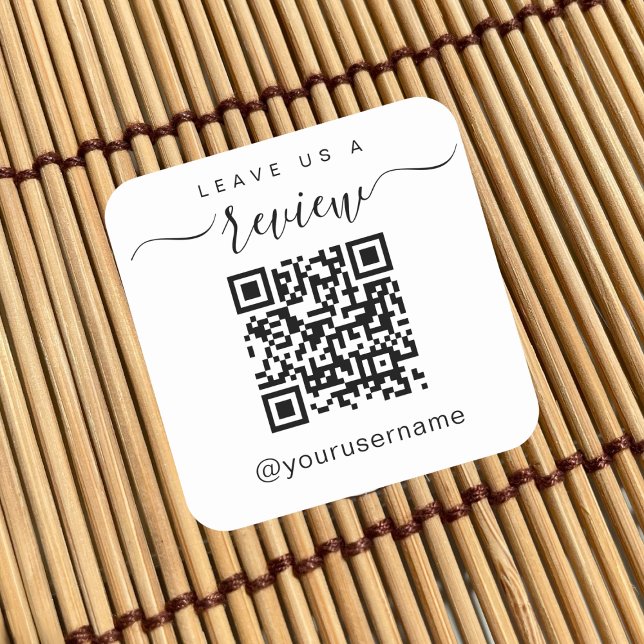 Sticker Carré Laisser-nous un examen Business QR Code médias soc (Créateur téléchargé)